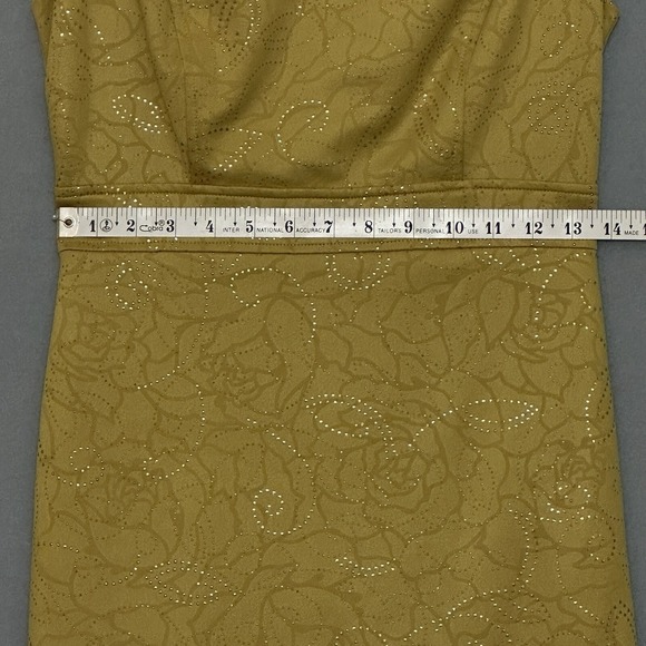 Vintage Y2K Womens Dress M Mustard Yellow Sparkle Fitted Bodycon Retro 90s USA - Picture 11 of 14